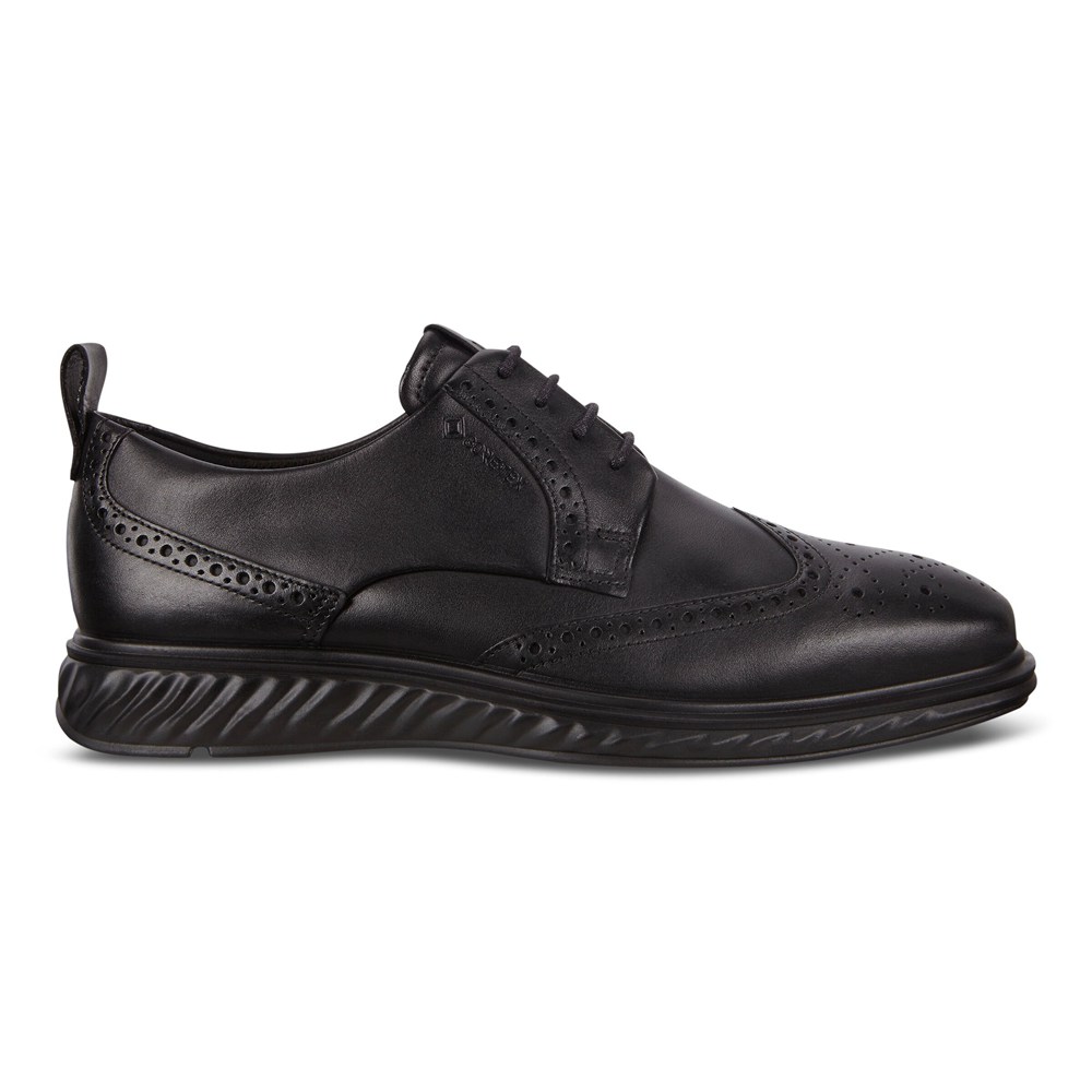 ECCO Mens Dress Shoes Black - St.1 Hybrid Lite Wingtip - FDZ-492630